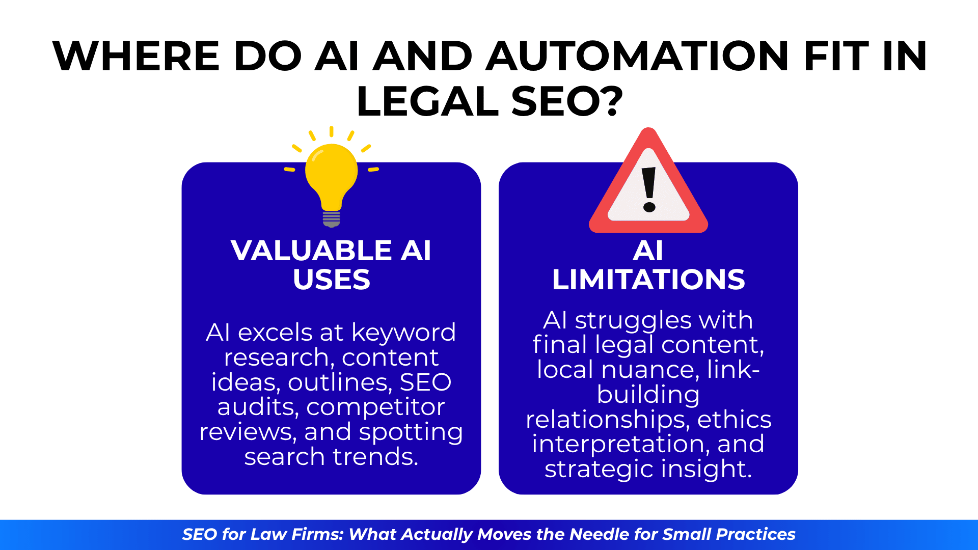 Lightbulb vs. warning sign: AI helps with research, struggles with nuance, ethics, and strategy.
