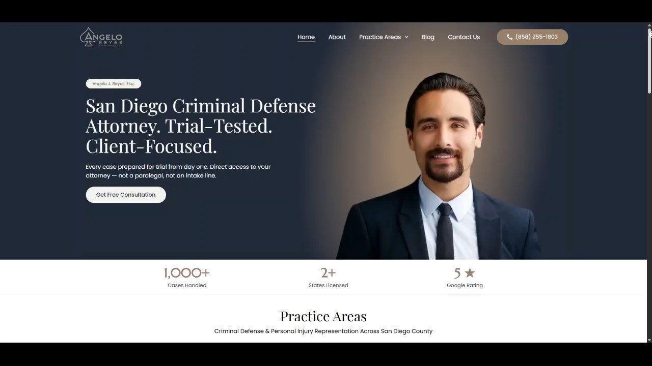Angelo Reyes Law site built by JusticeArch